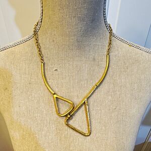 Karine Sultan Gold Tone Geometric Triangle Pendant Necklace Cable Chain 18in